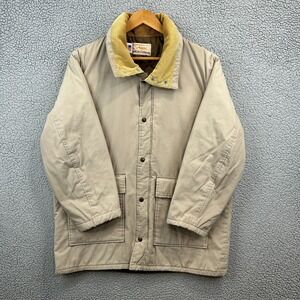 Vtg Field & Stream Ariens Field Jacket Tan Mens L Full Zip Insulated Chore Coat